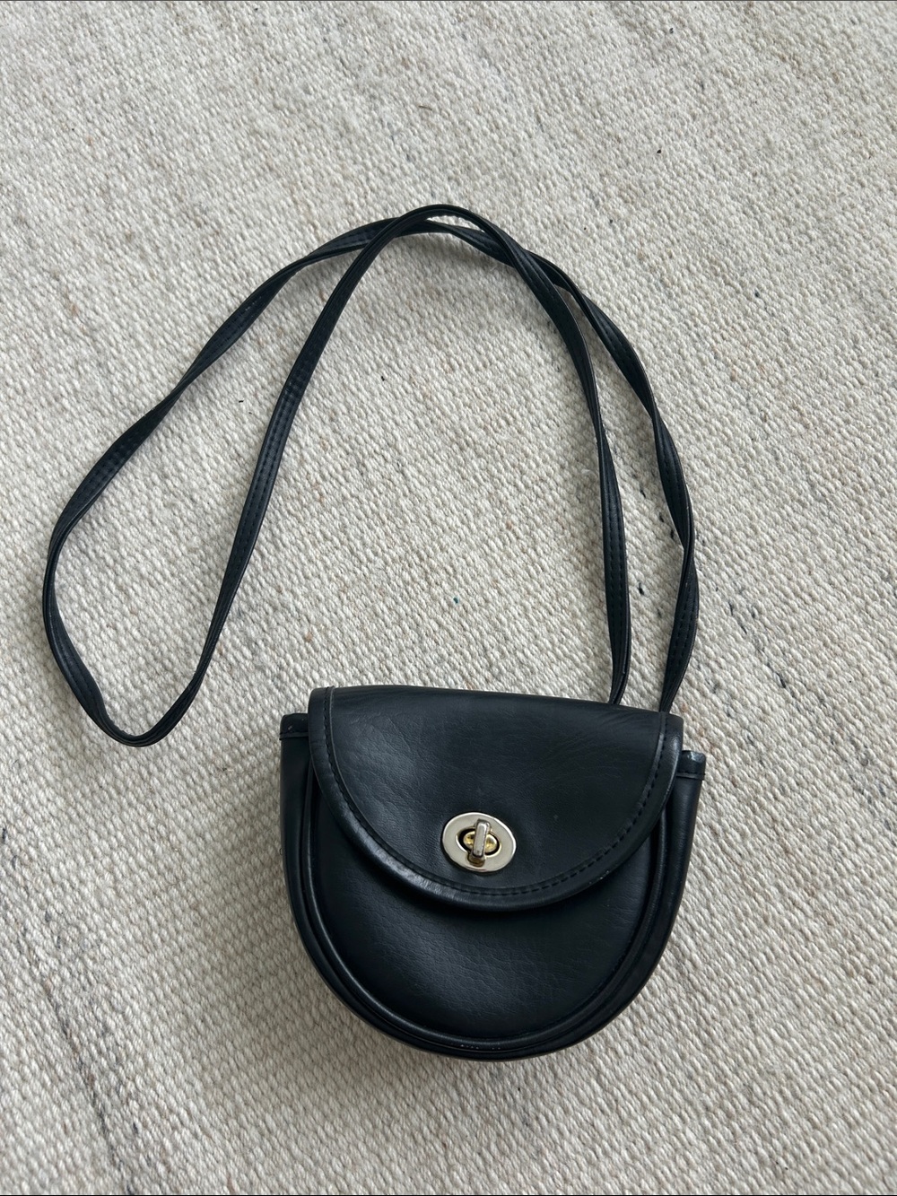 Vintage Coach Black Glove Tanned Leather Mini Watson Bag 6606 Turnlock